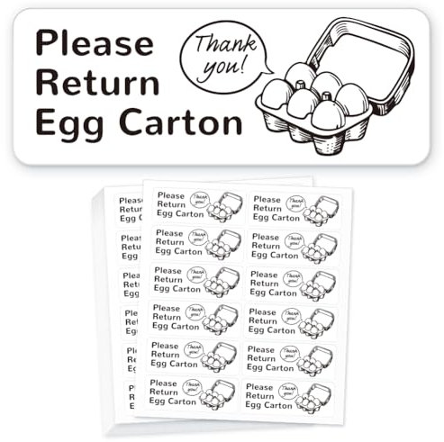 GOMAKERER 180 Stück Danke Bitte Zurückschicken Etiketten Für Eierkartons 2.5x6.7cm Aufkleber Mit Frischen Eiern Vom Bauernhof Selbstklebende PET Aufkleber Für Eierverpackungen Für Kartons Behälter