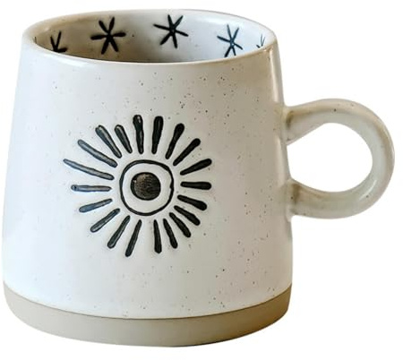 WeyMax Keramik Mond und Sonne Kaffeetassen Porzellan Kaffeetassen Keramik Tassen für Latte Hot Tea Cappuccino Mokka Kakao