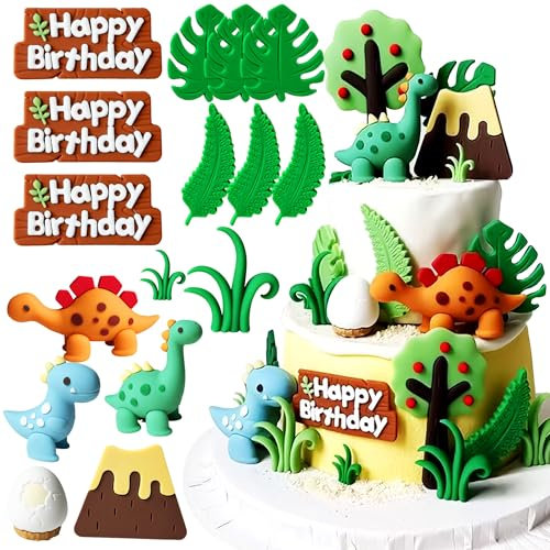 JeVenis Luxury Dinosaurier Kuchendekoration Dino Tortendeko Cake Toppers Dinosaurier Themen Kuchen Dekoration Kinder BabyParty Dinosaurier Geburtstag