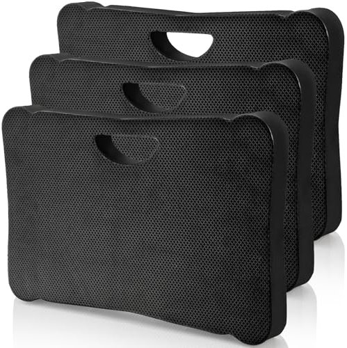 ZENFUN Kniematte, wasserdicht, schwarz, strapazierfähig, dickes Schaumstoff-Kniekissen, hohe Dichte, Premium-Kniepolster für Yoga-Übungen, Schaumstoff-Kniematte, Gartenkissen, wasserdicht, 3 Stück