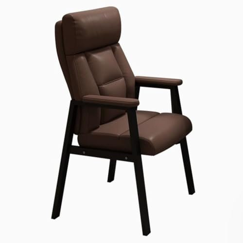 Moderner Hochlehner Akzentsessel Kunstleder Einzelsofa Stuhl für Wohnzimmer Braun