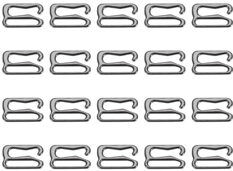 sourcing map 40 ganci a 9 forme da 12 mm, in lega, regolabili per reggiseno, chiusura per costume da bagno, ganci di ricambio per reggiseno, clip da cucito per biancheria intima, colore nero, Nero ,