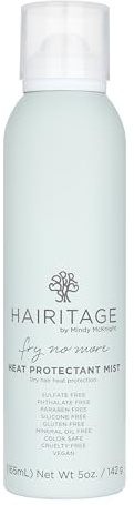 Hairitage Argan Oil Heat Protectant Spray for Dry Hair and Re-Heat Styling - Hydrating and Conditioning Formula - Argan Oil + Rice Protein - Protects Hair Up to 450°F for Re-Heat Hair Styling - 5 oz