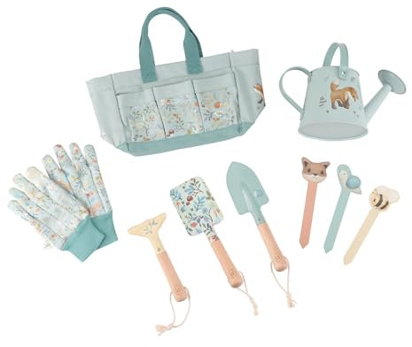 Little Dutch 9114 Gartengeräte Set für Kinder inklusive Tasche 10-teilig - Forest Friends