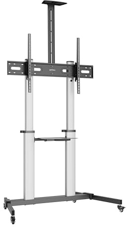 Manhattan 462563 Supporto TV a parete 2,54 m [100] Nero, Argento (TV/MONITOR TROLLEY STAND- - 37-100IN VESA TO 1000X600MM 80KG)