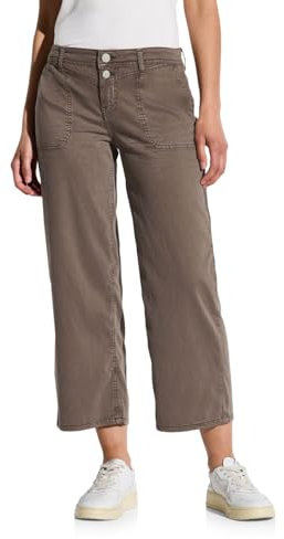 STREET ONE Damen A379015 Wide Leg Jeans, Stone Brown Washed, 32W x 26L