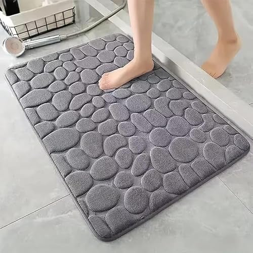 My CleanPaw® Ultra Saugfähige Badematte – rutschfest & Schnell Trocknend – Weiche Memory-Schaum Fußmatte mit 3D Steinoptik – Wasserabsorbierender Badvorleger für Badezimmer, Dusche & WC