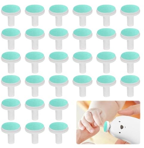 Baby Nail File Pads, 30PCS Nail Trimmer Replacement Pads, Electric Babies Nail Grinding Heads, Replacement Pad for Electric Babies Nails Trimmer Suits to Newborn Infant Toddler