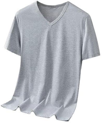 Camiseta interior negra para hombre, cuello de pico, camiseta de ocio, monocolor, transpirable, cómoda, de secado rápido, camiseta deportiva, holgada, ligera, informal, parte superior, GY2., L