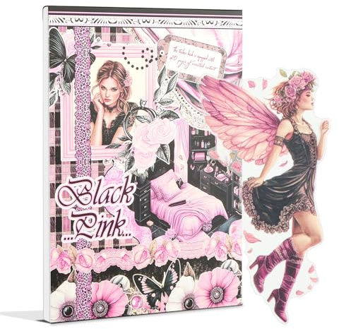 Snylcce A5 Sticker Book - Shadow Pink | 20 Unique Gothic Rose Stickers | Waterproof Matte Vinyl for Journals, Planners & DIY Crafts