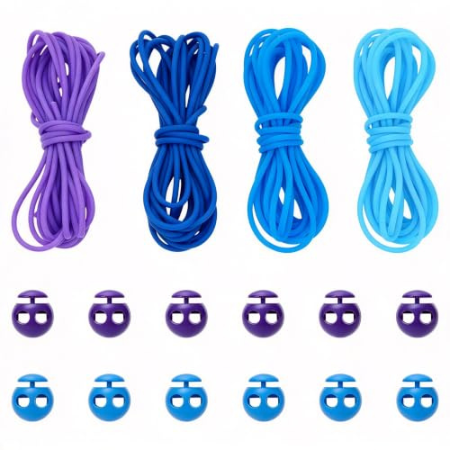 UNICRAFTALE 12m 4 Farben Stichstopper Set Hohle PVC Tubulare Synthetische Gummischnur Strickgummischnur Hohle Gummischläuche Strick Barbier Schnur 24 STK Schnurschlössern Halten Stichen für Armbänder