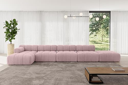 ALTDECOR Modulares Sofa Ecksofa in L-Form Corner modular Sofa Eckcouch Couch Wohnlandschaft Cauchsofa Polstersofa Lizur-L3-475x160x70 cm Rosa