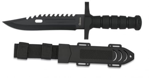 LO TRINCO YO Cuchillo Albainox 32434 Negro engomado Hoja 19 cm para Caza, Pesca, Camping, Outdoor, Supervivencia y Bushcraft