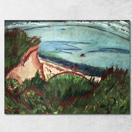 Küstenlandschaft Auf Fehmarn Ca1913 Ernst Ludwig Kirchner, Elk15, Kunstdruck auf Leinwand, moderne Kunst, Kunst, Kunst, Wanddekoration, Heimdekoration, fertig zum Aufhängen, 115 x 80 cm