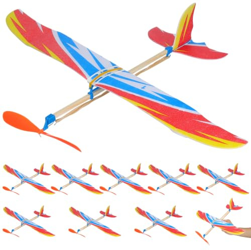 OFFIGAM Gummiband Flugzeug Modell Kinder Flugzeugspielzeug Zum Selberbauen Doppeldecker Mit Gummimotor Pädagogisches DIY Spielzeug Für Eltern-Kind-Spiel 10 Stück 16.14 X 12.20 X 4.92 in