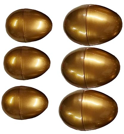 YARNOW 6 Stück Leere Goldene Plastikeier zum Befüllen für Ostereier für Deko und Überraschungen für Ostereiersuche und Feste