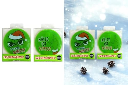 Taschenwärmer Muffel Ich Hasse Winter (2er Set) - Wichtelgeschenk Festtagsmuffel, Handwärmer Weihnachten, Taschenheizkissen