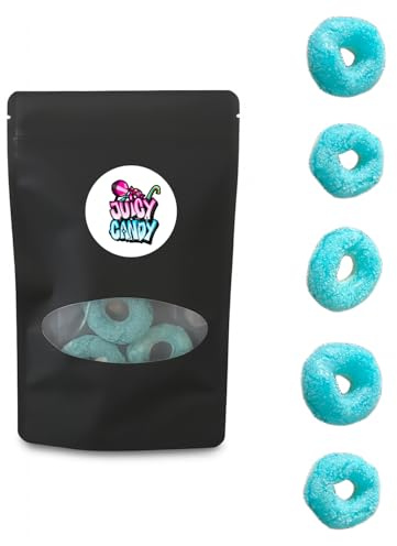 Gefriergetrocknete Süßigkeiten Tüte Blaue Himbeer Ringe Halal 90g (3x30g) | Freeze Dried Candy Box Himbeerringe (3 Tüten)