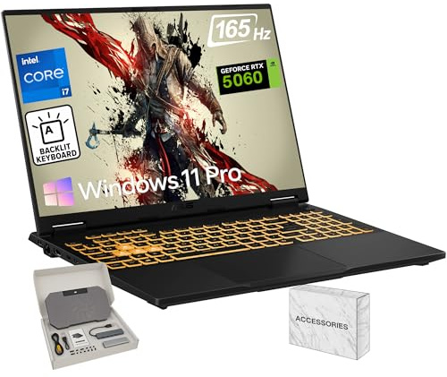 ASUS TUF F16 Gaming Laptop, NVIDIA GeForce RTX 5060, 14 Gen Intel 16-Core i7-14650HX, 16 FHD+ 165Hz Anti-Glare Display, Backlit Keyboard, 32GB DDR5 RAM, 1TB SSD, Win 11 Pro, WiFi 6E, w/Accessories