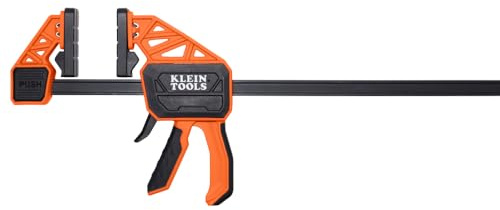 Klein Tools 47558 Bar Clamp, Speed-Klamp 24-Inch, 300-Pound Clamping Force, Clamp/Spreader, Pivoting Pads, One-Handed-Operation for Woodworking and Metal Projects