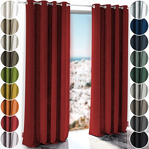 Schuette® Verdunkelungs-Vorhang Gardine mit Ösen ● Millenium Velvet: Sangria (Rot) ● 240x130 cm Höhe x Breite (1 Stück) ● Knitterfrei Pflegeleicht Thermo Blickdicht & stark Abdunkelnd