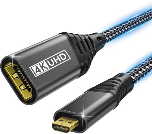 micro HDMI to HDMI,0.5M cable Adaptador 4K@60Hz 3D 1080P tipo D a A compatible con Ethernet,3D,HDR y ARC,Micro HDMI a HDMI compatible con Raspberry Pi 5/4,Hero,cámaras A6300 A6400,Yoga,ODROID