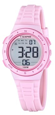 Calypso Uhr Digital Kinder Junge und Mädchen aus Kautschuk Rosa | Sportuhr, Widerstandsfähiges Glas, Wasserdicht 10 ATM K5885/1