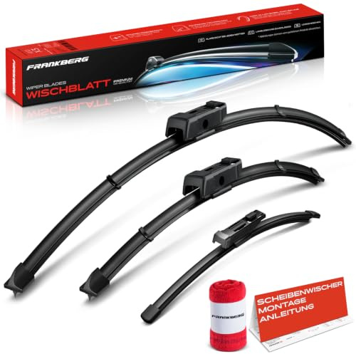 Frankberg 3x Scheibenwischer Wischerblätter 650mm/450mm/250mm,Vorne Hinten | Kompatibel mit Golf VIII Variant CG5, Golf VIII Variant CG5 DB5, Golf VIII CD1 DA1, Golf VIII CD1