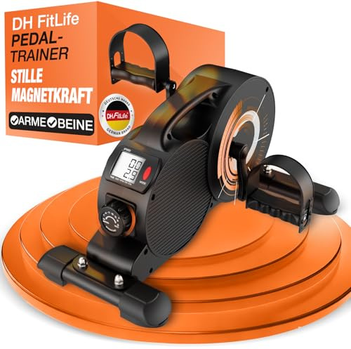 DH FitLife Pedaltrainer Heimtrainer Mini Bike, 16-Fach leise, mit Display | Superleiser Magnetwiderstand｜Kompakt & tragbar｜Rutschfeste Matte inkl.｜Arm- & Beintrainer im Sitzen｜Zuhause, Senioren & Reha
