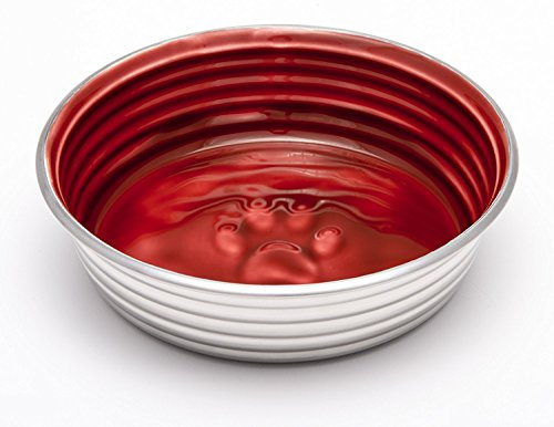 Loving Pets Le Bol Glazed Interior Stainless Steel Dog Bowl Non-Slip Dishwasher Safe Durable Pet Dish - Bordeaux - Small (500 ml)