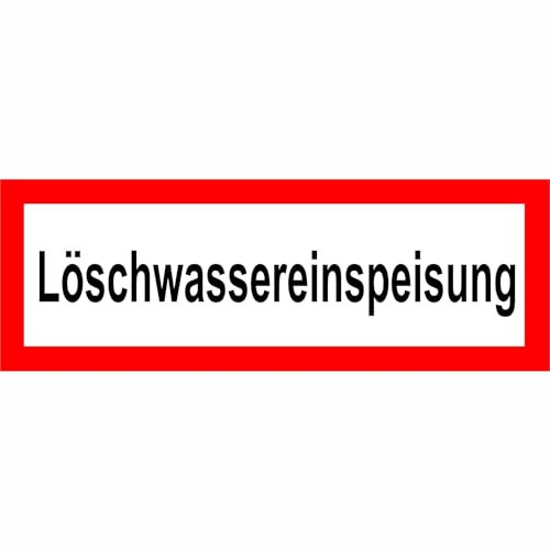 Indigos UG Aufkleber Löschwassereinspeisung - 29,70 cm x 10,50 cm - selbstklebender Sicherheits Aufkleber für Tür oder Wand - Warnschild für Gebäude, Hotel, Büro, Firma, Haus, Praxis