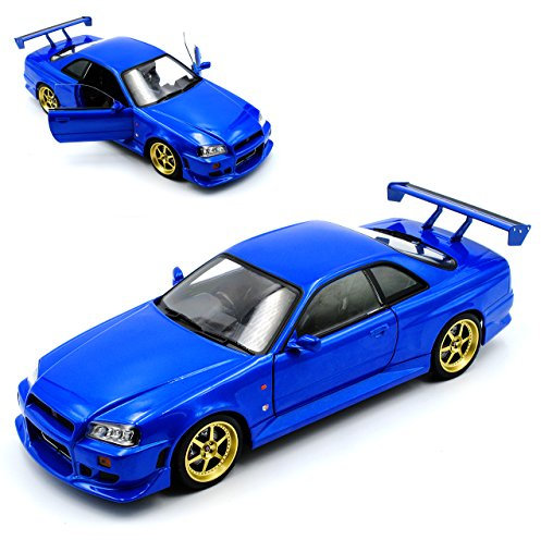 Greenlight Nisan Skyline R34 GT-R Blau 1998-2002 1/18 Modell Auto mit individiuellem Wunschkennzeichen