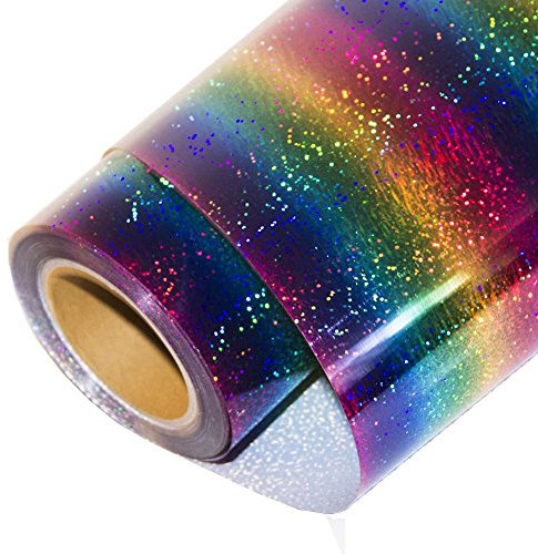HOHOFILM Holographic Stripe Multi Heat Transfer Vinyl Iron-on HTV Press Paper Sheet for Garment T-Shirt 50cmx30cm