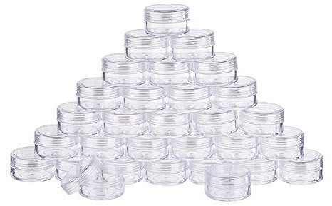 BENECREAT 30 PACK 15ML Empty Clear Plastic Bead Storage Container jar with Rounded Screw-Top Lids for Beads, Nail Art, Glitter and Travel Cream (39mm x 22mm)