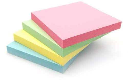 Evergreen Goods 400 Blocs-Notes Adhesives Pastel (76x76mm) - Colorés Blocs de Bloc Notes Amovibles en Bleu, Rose, Vert, Jaune | Lot de 4 Blocs (100 Feuilles Chaque) | Pour Bureau, Maison & École