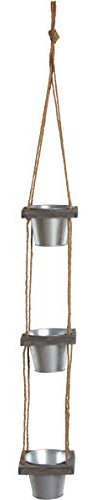 AUBRY GASPARD Suspension Cache-Pots en Acier galvanisé 3 Cache-Pots