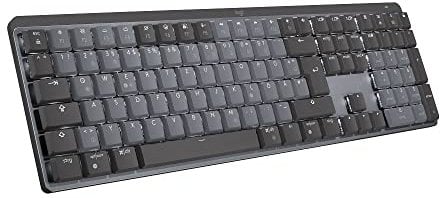 Logitech MX Mechanische kabellose beleuchtete Performance-Tastatur, Taktile leise Tasten, Hintergrundbeleuchtung, Bluetooth, USB-C, macOS, Windows, Linux, iOS, Android, Metall, Deutsches QWERTZ - Grau