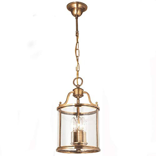 ZQH Américain Laiton Lumière pendante, Cage à Oiseaux Cuivre Lustre LED Or Ancien Verre Plafonnier Fixation Salon Restaurant Rayon Décoration Lampe Suspendue,W20cmh35cm