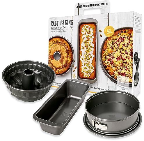 Birkmann, Easy Baking, Backformen-Set, 3-tlg., bestehend aus Springform 26 cm, Kastenform 30 cm, Gugelhupfform 22 cm, mit hochwertiger Antihaftbeschichtung, 881808