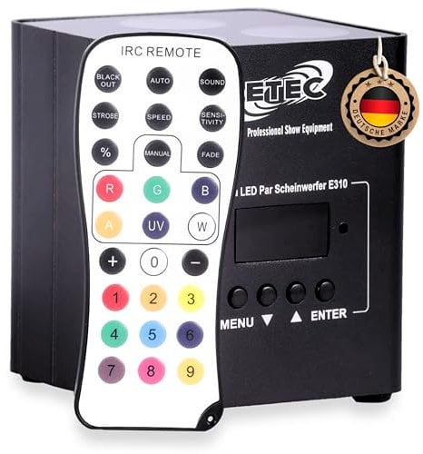ETEC Professional Akku LED Par Scheinwerfer E310-3x10W RGBW, DMX Uplight, Floorspot, Disco Party Effekt Strahler für DJ, Club, Event und Bühne
