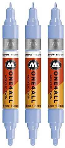 Molotow One4All Acrylic Twin Marker (Strichstärke 1.5 mm und 4 mm, hochdeckend und permanent) 3 Stück Farbe 202 keramik hell pastell