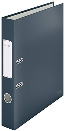 Leitz, Classeur à Levier A4, Carton, Dos 50 mm, Capacité 350 Feuilles, Mécanisme unique 180°, Classeur Bureau École Maison, Gris Cosy, 10620089