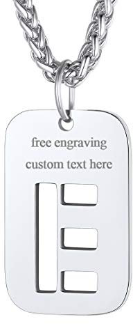 FindChic Dog Tag A-Z Letras Personalizables de Acero con Cadena Inoxidable para Mujeres Hombres