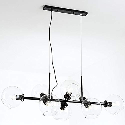 Gebürstetes Nickel-finish Kronleuchter,E27 Modernen Kronleuchter,Mit Glasschirm,Nordic Molekül Hängen Kronleuchter,Indoor Kronleuchter,Einfach Modernen Magic Bean Kronleuchter-Schwarzer 8-kopf Transpa