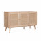 Sideboard mit Rattangeflecht 120 x 39 x 70 cm - 2 Ebenen - 3 Türen - Skandinavische Möbelbeine