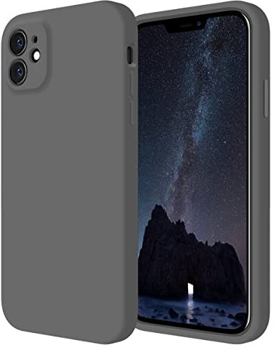 Cordking Designed for iPhone 11 Case, Silicone [Straight Edges] & [Camera Protecion] Upgraded Phone Case with Soft Anti-Scratch Microfiber Lining, 6.1 inch, Space Gray