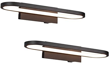 2er Set Moderne Badezimmer Wandleuchten mit Schalter, Schwarz, Breite 40cm