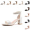 Hitmars Sandali Donna Tacco Medio Sandali Zeppa Cerimonia Cinturino alla Caviglia Scarpe Eleganti Punta Aperta Slingback Estive Blocco 6CM 1 Bianco Taglia 39