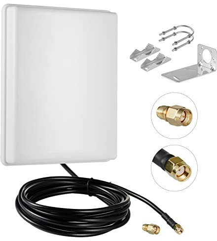 Outdoor 15dBi Dual Band WiFi 2.4GHz 5GHz 5.8GHz Long-Range Directional Panel Antenna with 10Ft Cable for WiFi Router Wireless Network Card Security IP Camera Video Surveillance Monitor, Eifagur
