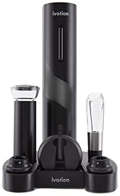 Ivation 7-Piece Wine Gift Set, Electric Opener, Aerator Pourer, Pump, Stand